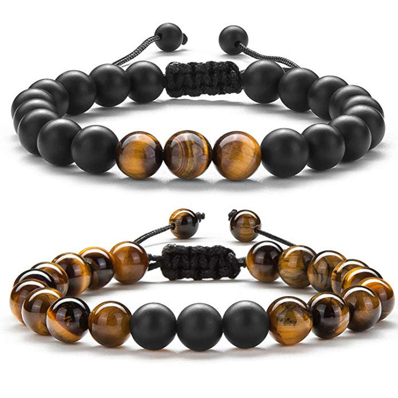 Luxury Tiger Eye & Black Agate Couple Bracelets – Stylish & Protective